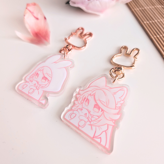 Kawaii Wolf & Bunny Acryl Anhänger