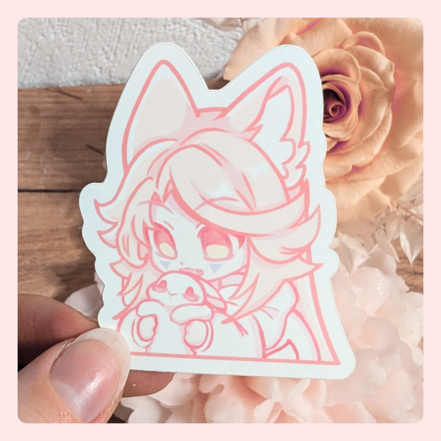 Kawaii Wolf & Bunny Sticker