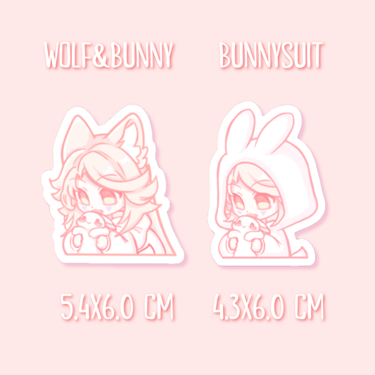 Kawaii Wolf & Bunny Sticker