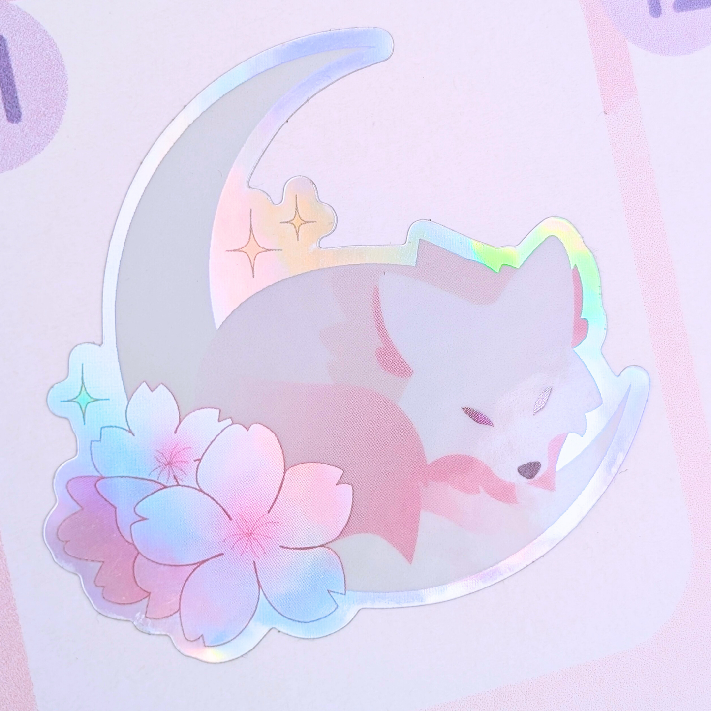 Holografischer Cherryblossom Wolf Sticker