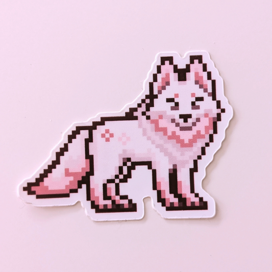 Kawaii cherryblossom Pixel Wolf Sticker