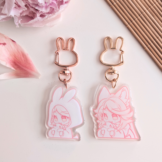 Kawaii Wolf & Bunny Acryl Anhänger