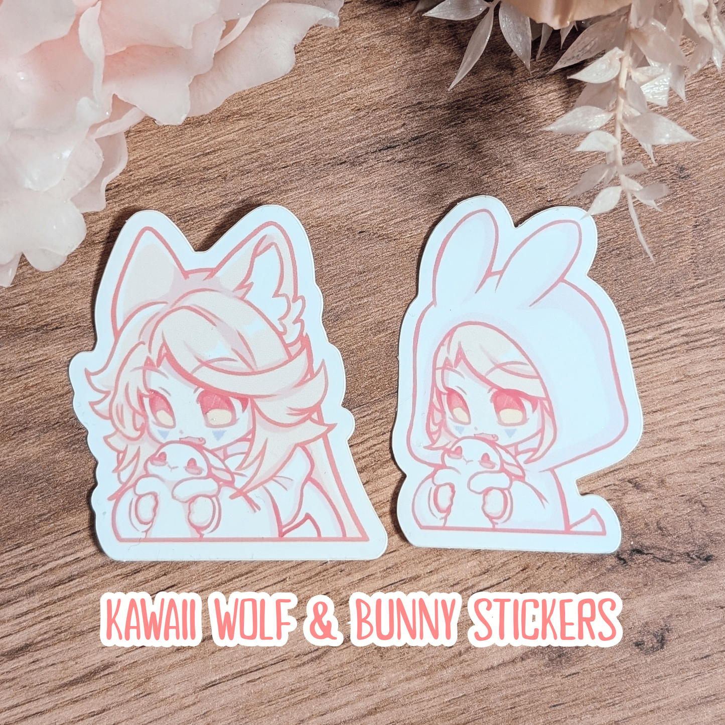 Kawaii Wolf & Bunny Sticker