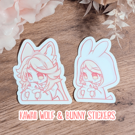 Kawaii Wolf & Bunny Sticker