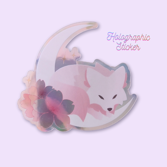 Holografischer Cherryblossom Wolf Sticker