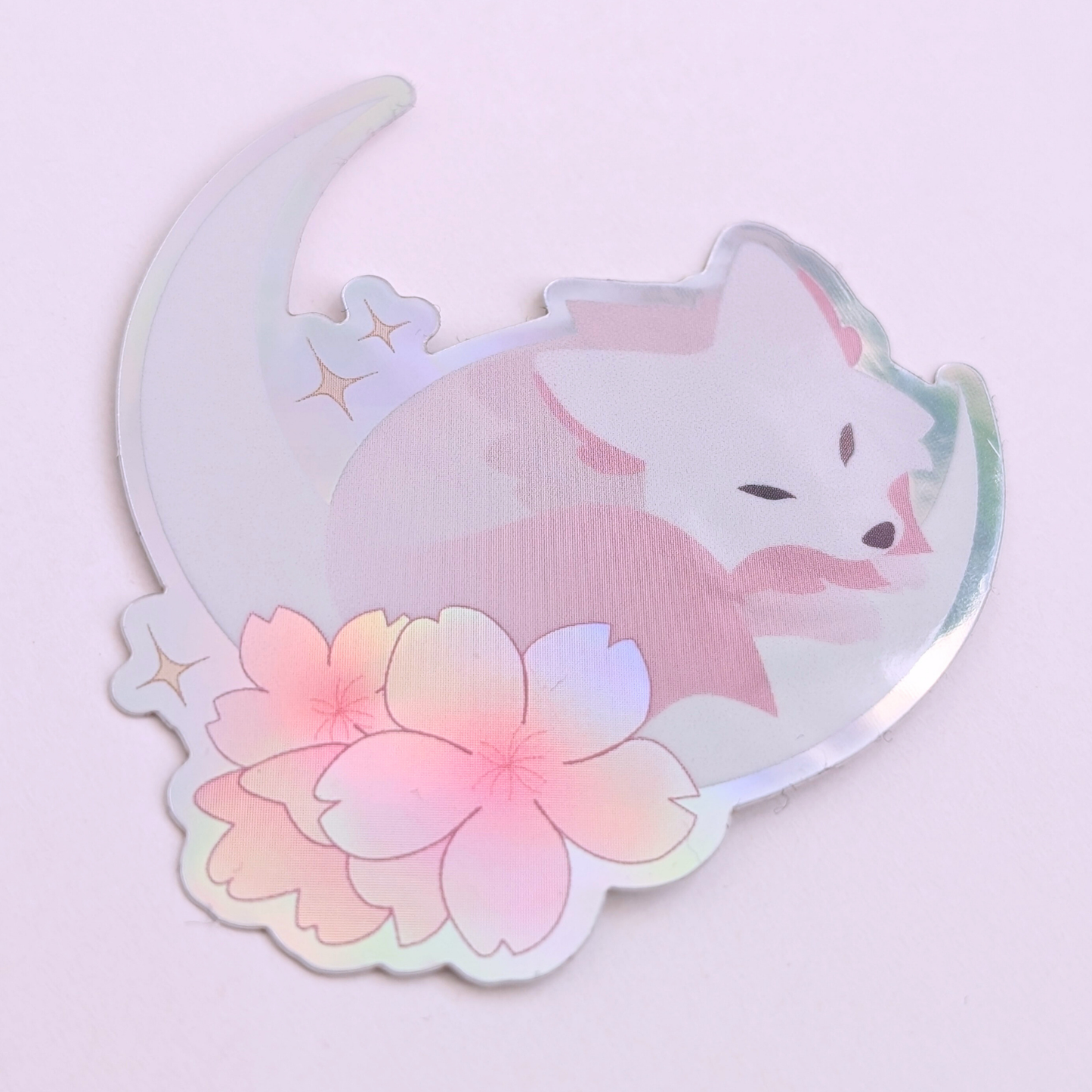 Holografischer Cherryblossom Wolf Sticker