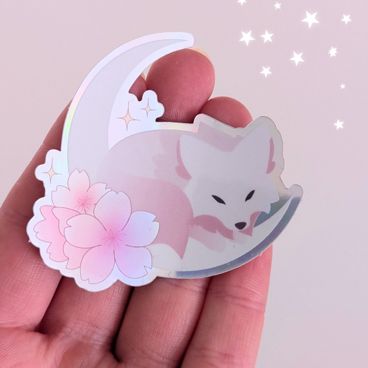 Holografischer Cherryblossom Wolf Sticker