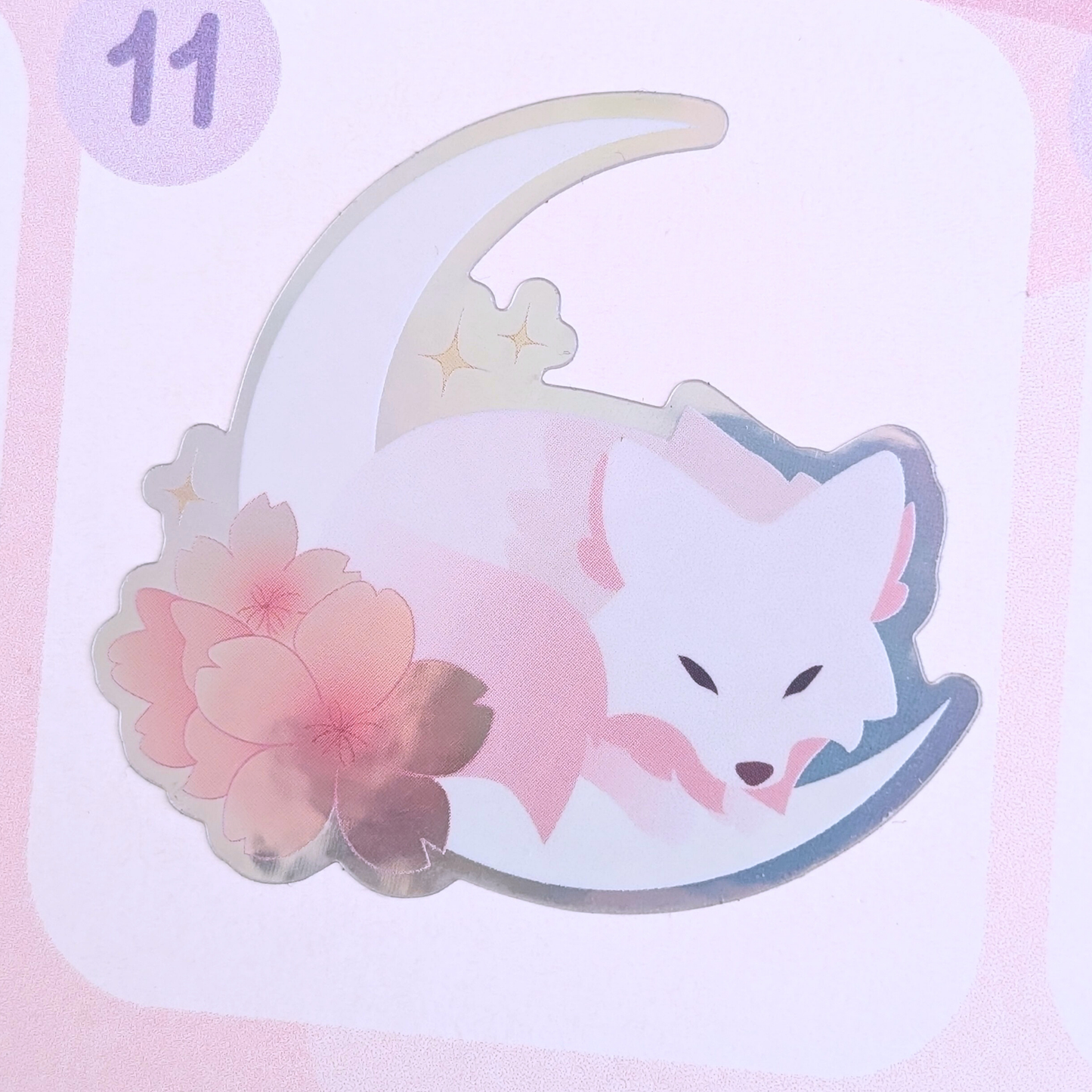 Holografischer Cherryblossom Wolf Sticker