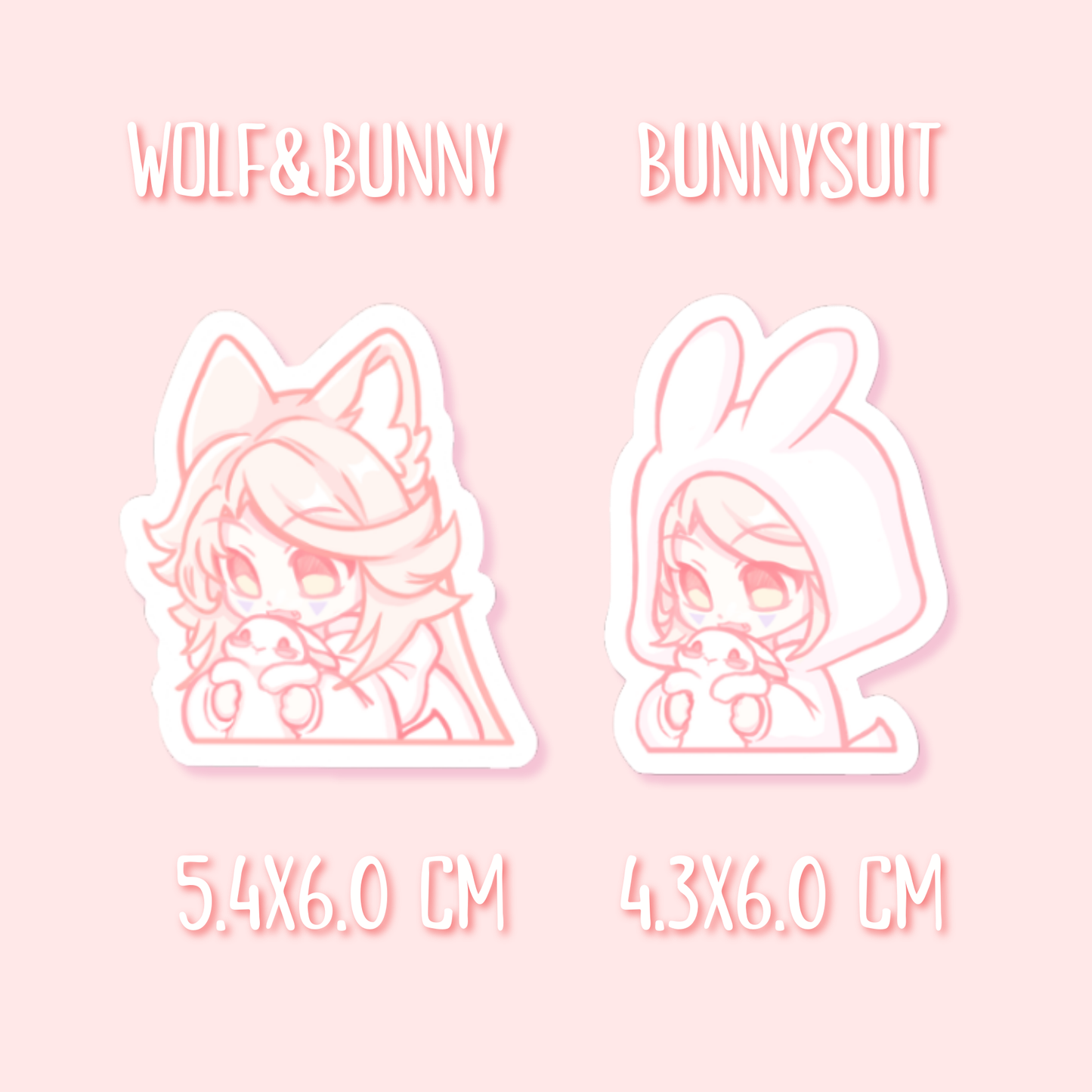 Kawaii Wolf & Bunny Sticker