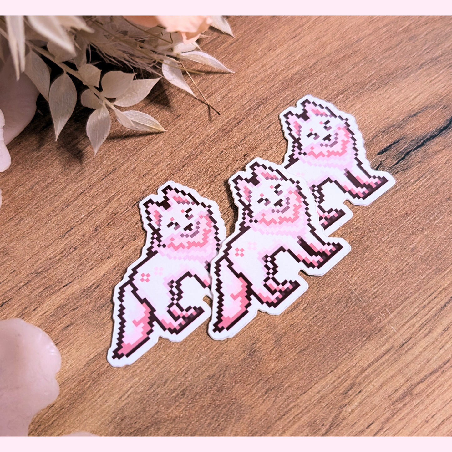Kawaii cherryblossom Pixel Wolf Sticker