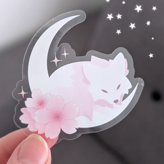 Transparenter Cherryblossom Wolf Sticker