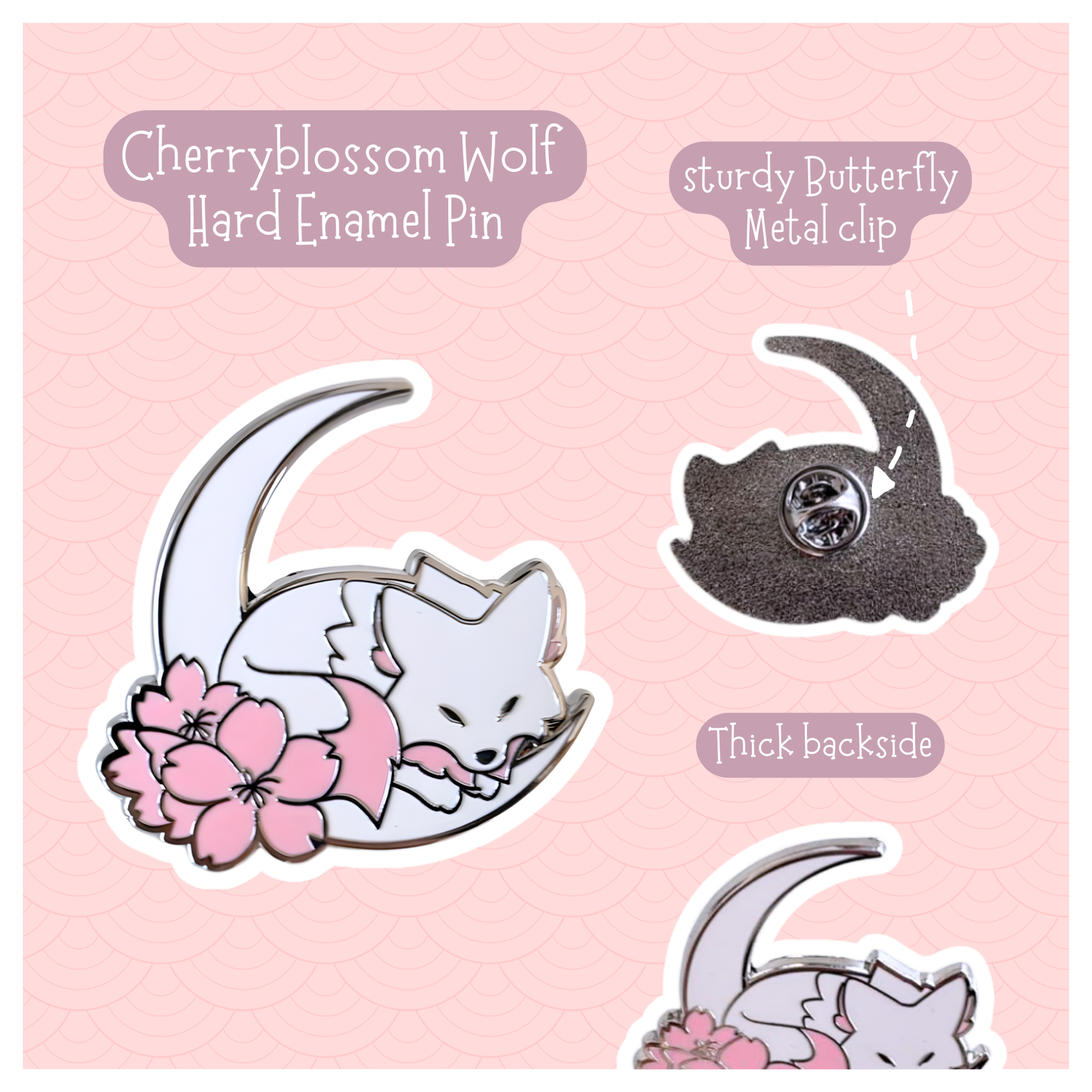 Cherryblossom Wolf Hard Enamel Pin