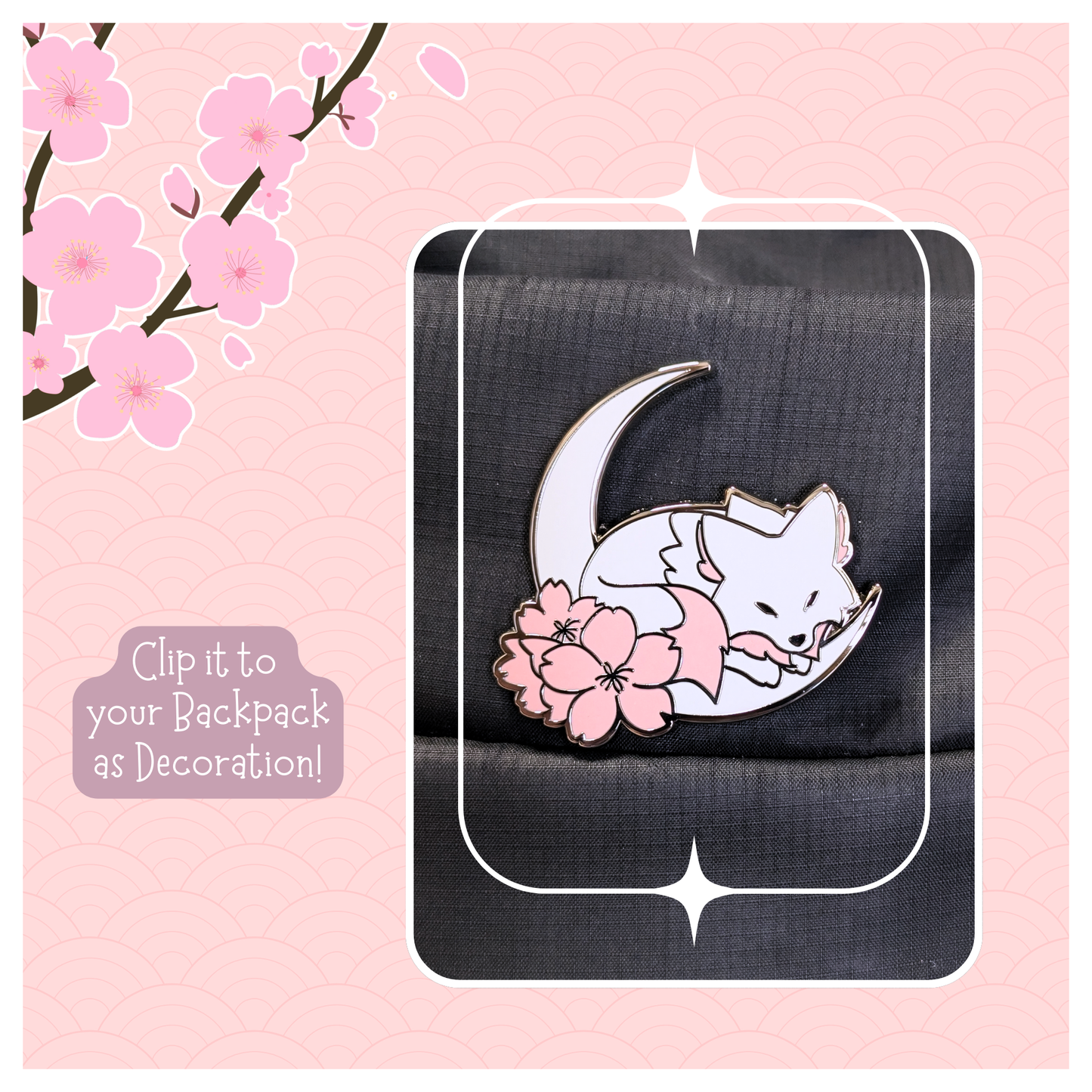Cherryblossom Wolf Hard Enamel Pin